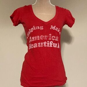 ⭐️⭐️ Ripple Junction Red Graphic V-Neck Tee - “Helping Make America Beautiful”